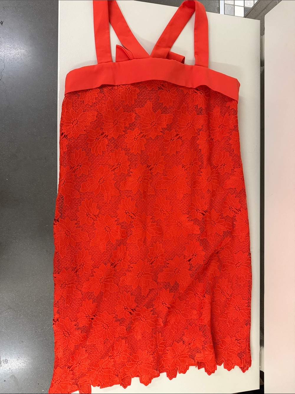 Banana Republic Red Floral Lace Midi Dress